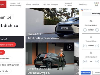 Toyota-Webseite passt sich Sehbedürfnissen an
