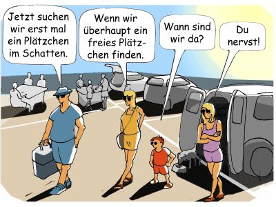Ein Parkplatz im Schatten hilft Auto und Insassen