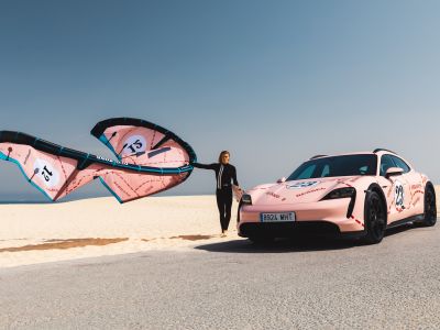 Kiten mit Porsches Sau